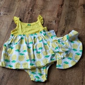 Baby pineapple outfit with sun hat